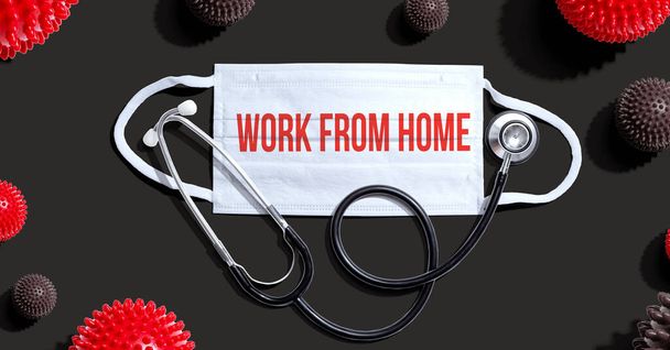 Práce z domova motiv s maskou a stetoskopem - Fotografie, Obrázek
