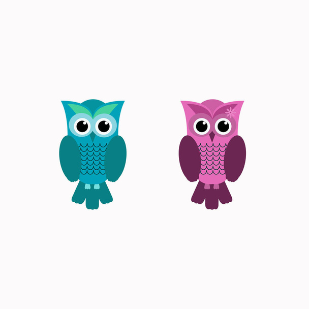 Animal bird,couple owl bird vector  - Vector, Image
