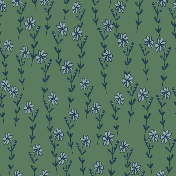 Field of flowers seamless pattern in sketch style. Simple floral wallpaper. - Vetor, Imagem