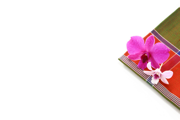 Thaimaa silkki koristeltu orkideat
 - Valokuva, kuva