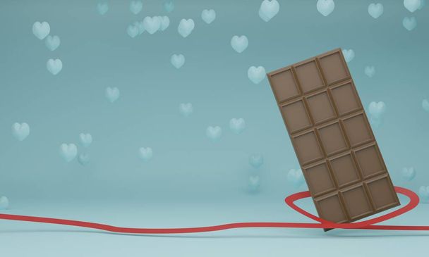 Chocolate & Heart background 3DCG illustration image - Photo, Image