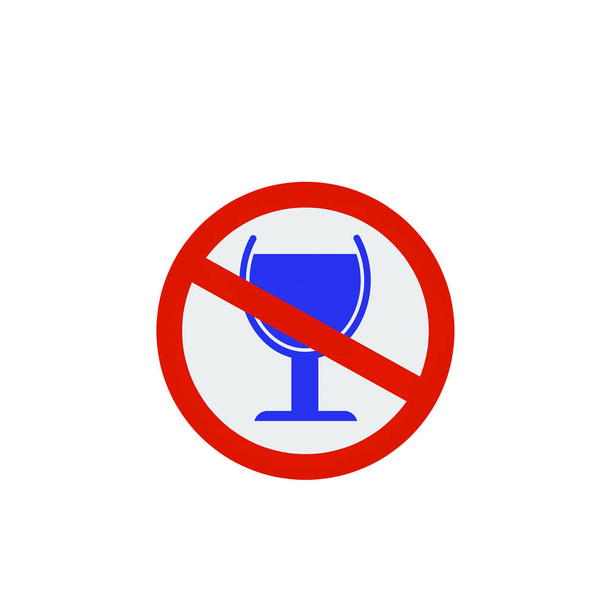 Beyaz arka planda alkol ikonu yok, yasaklar, alkollü araç kullanmamak. - Fotoğraf, Görsel