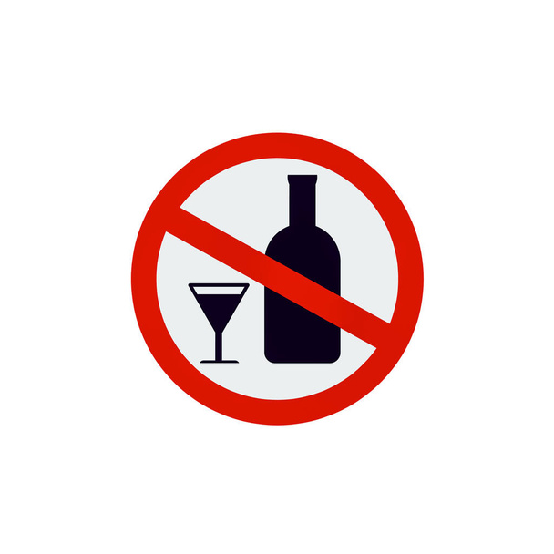 No alcohol drinks icon on white background,prohibits, Drunk not to drive. - Photo, Image