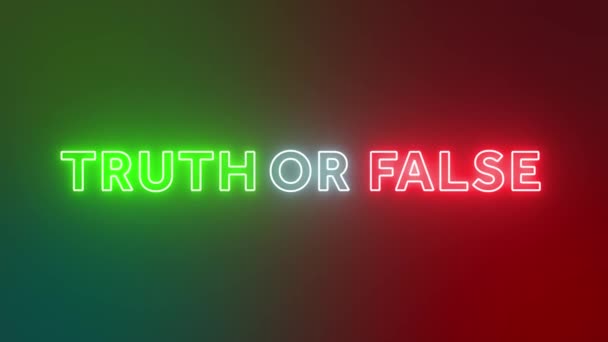 Abstract Truth or false neon sign banner background for promo video. - Footage, Video