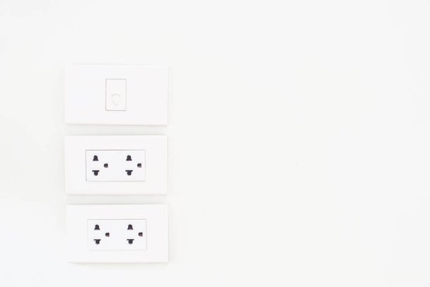 standard wall socket on white wall.White AC Electric Outlet.Electric socket. - Photo, Image