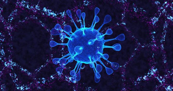 Koronavirové buňky COVID-19 Infekční onemocnění. Rychlá přenosová nemoc. Vysoká koncentrace koronaviru. 3D vykreslování 3D ilustrace - Fotografie, Obrázek