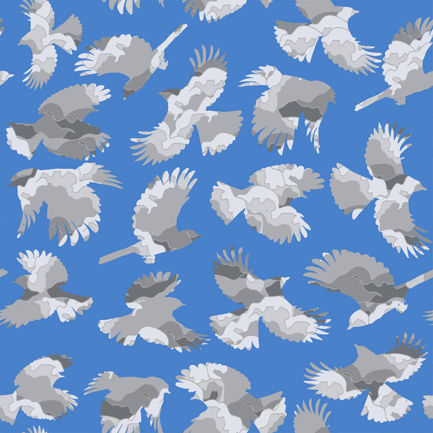 seamless repeating pattern of tomtit birds - ベクター画像