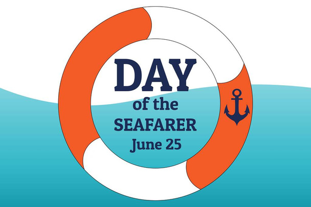 Day of the Seafarer. June 25. Holiday concept. Template for background, banner, card, poster with text inscription. Vector EPS10 illustration. - Vector, Image