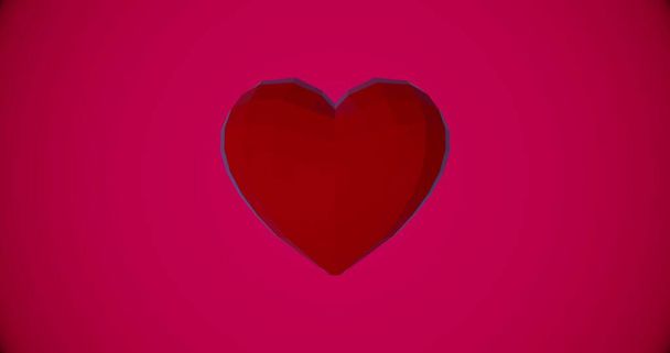 Счастливый фон Дня святого Валентина с красным многоугольным сердцем Цикл анимации 4k День матери, юбилей, приглашение на свадьбу электронная открытка 3D иллюстрация - Фото, изображение