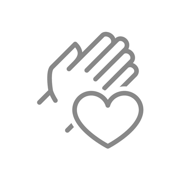 Main humaine avec icône de ligne de coeur. Charité, don, comme symbole
 - Vecteur, image