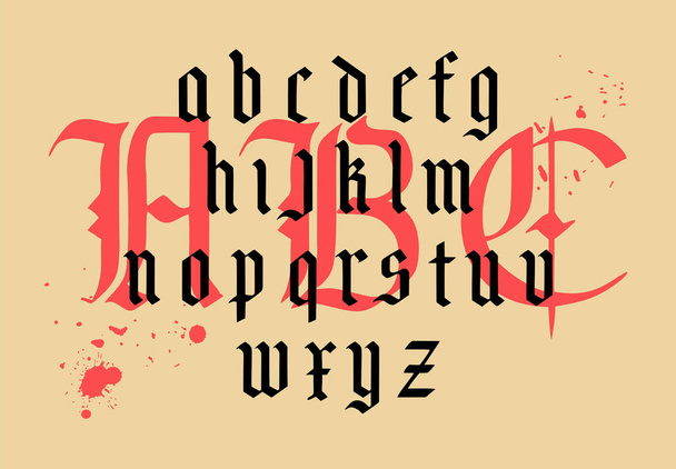 Vector modern gothic alphabet. Vintage font. Gothic Font Hand drawn vector. Typography for labels, headlines, posters etc. Composition of gothic letters. - ベクター画像