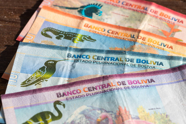 Bolivian money called Boliviano, all denominations of paper - Photo, Image