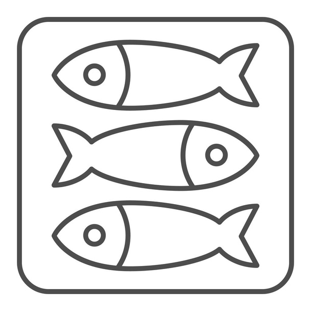 Sprat fish thin line icon. Food vector illustration isolated on white. Seafood outline style design, designed for web and app. Eps 10. - Vector, Image