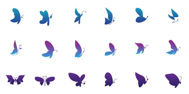 Set von Butterfly Logo Design mit modernem Konzept. Icon-Schmetterling-Vektorvorlage - Vektor, Bild