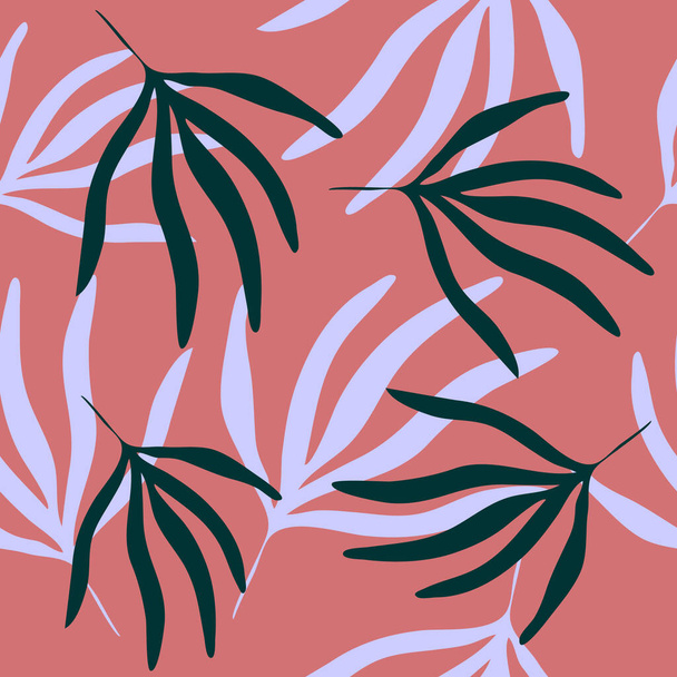 Hand drawn seamless pattern of tropic leaves. Vector illustration for summer design. - Vetor, Imagem