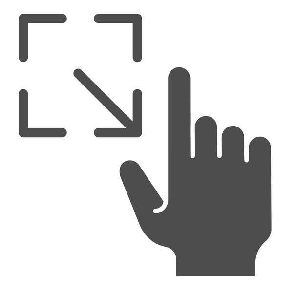 Cambiar el tamaño del gesto icono sólido. Agrandar Ilustración vectorial de pantalla táctil aislada en blanco. Haga clic en diseño de estilo glifo, diseñado para la web y la aplicación. Eps 10
. - Vector, imagen