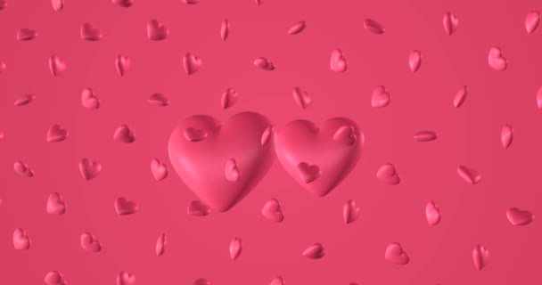 Patrón romántico con corazones rosados garabatos. Para San Valentín. invitación de boda e-card. Representación 3D animación loopable 4k
. - Imágenes, Vídeo