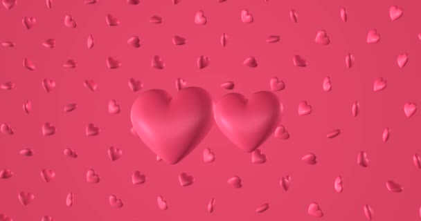 Romantyczny wzór z doodle różowe serca. Na Walentynki. e-kartka z zaproszeniem na ślub. 3D renderowanie pętli animacji 4k. - Materiał filmowy, wideo