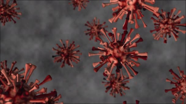 Célula bacteriana Novo coronavírus Covid 19 flutuando com outras partículas. Células de vírus de fundo 3D Renderização para a ciência e médico
. - Filmagem, Vídeo