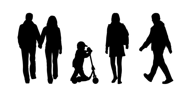 persone che camminano silhouette esterne set 5
 - Foto, immagini