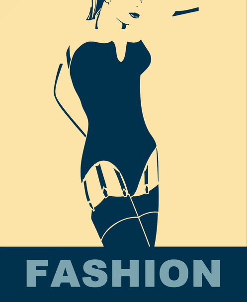 Woman and suspender belt. Pop art - Vector, Image
