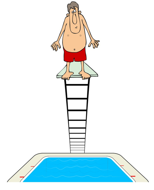 człowiek na trampolinie - Zdjęcie, obraz