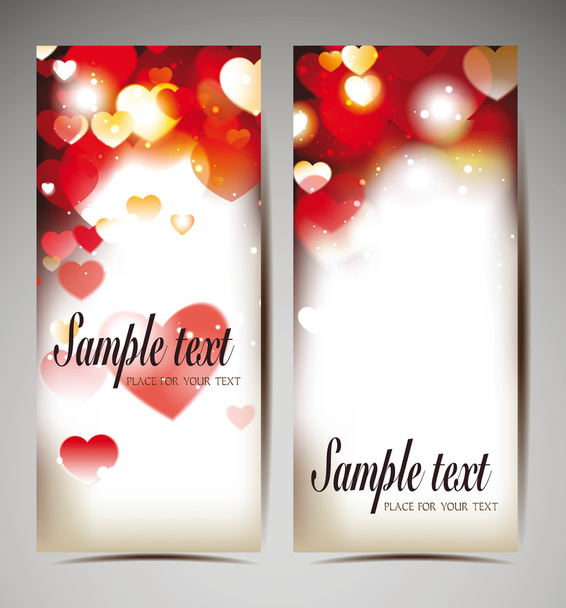 Holiday red banners with hearts - Vetor, Imagem
