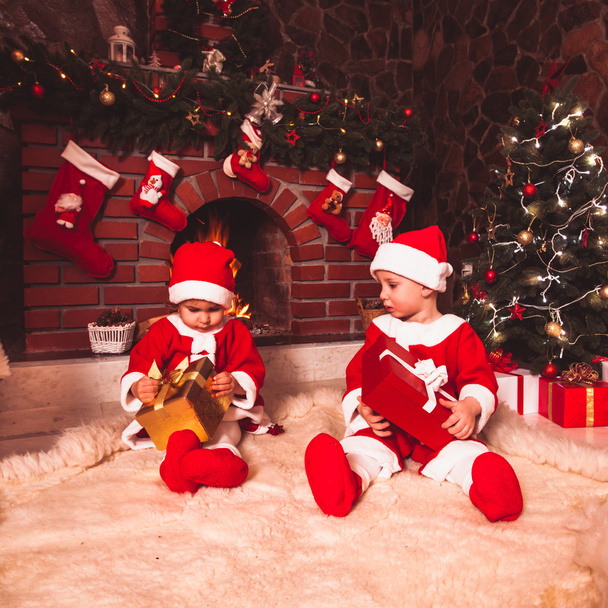 Christmas fireplace - Фото, изображение