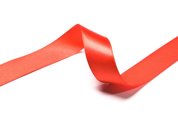Shiny red satin ribbon on white background - Photo, Image