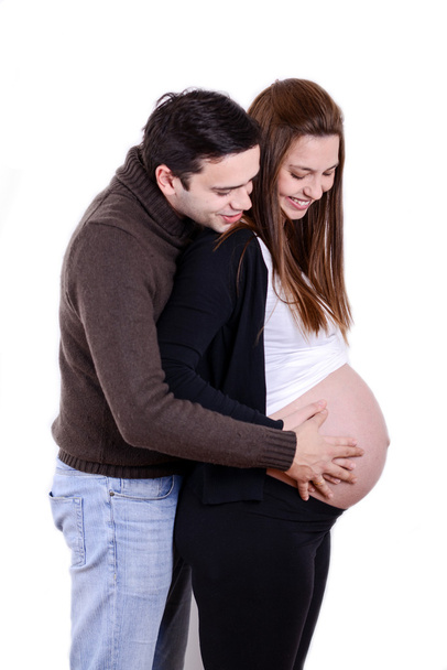 portret szczęśliwy w ciąży kilka - Zdjęcie, obraz