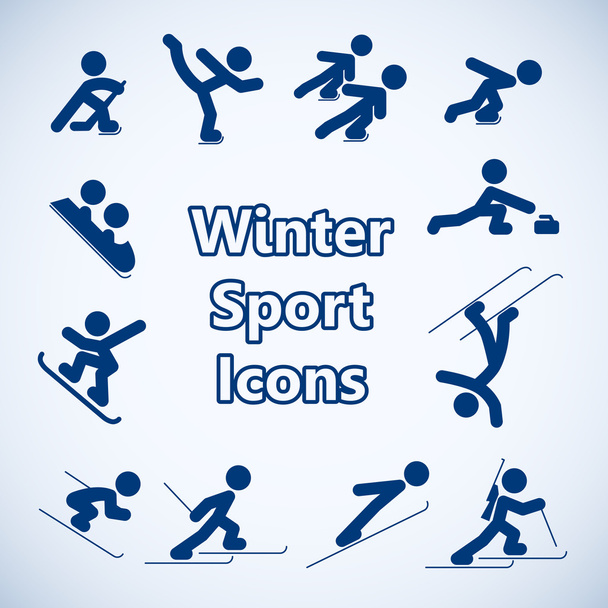 Winter sports icons set - Vector, Image