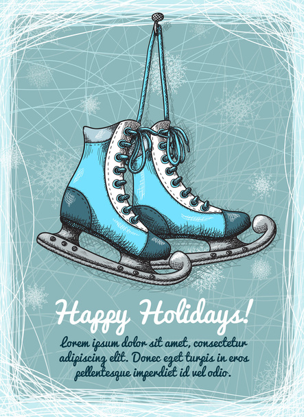 skate διακοπές χειμώνα πρόσκληση - Διάνυσμα, εικόνα
