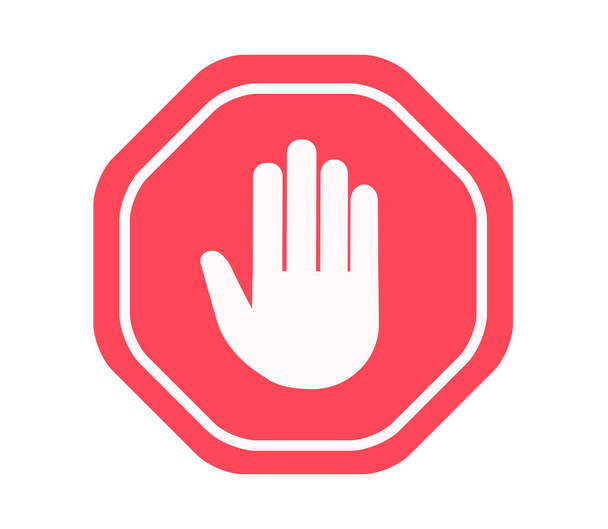 Semplice cartello rosso di stop con grande simbolo della mano o icona vettoriale illustrazione. Nessun cartello d'ingresso. Illustrazione vettoriale. Rosso
 - Vettoriali, immagini