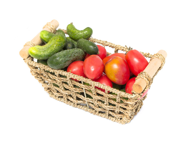 Cucumbers, red tomatoes lie - Φωτογραφία, εικόνα