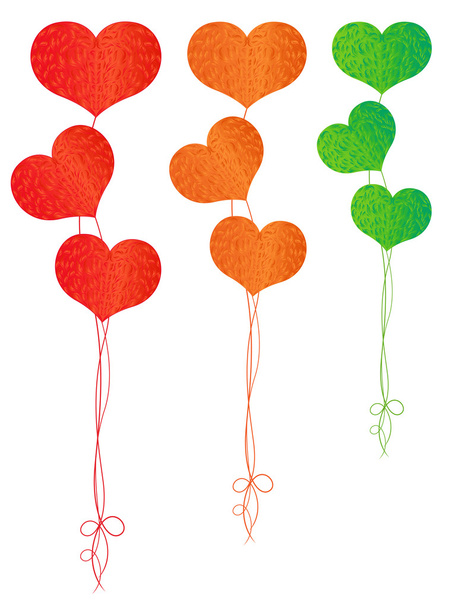 Colorful balloons in the shape of hearts - Vector, Image