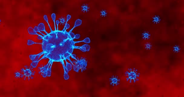 Coronaviruscellen COVID-19 Infectieziekte. Snelle overdracht van ziekten. Hoge concentratie van het coronavirus. 3D rendering loop 4k - Video