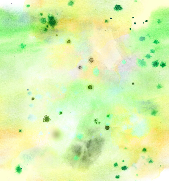 Watercolor seamless hand drawn background. Green and yellow - Photo, Image