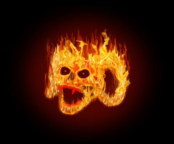 Flaming schedel - Foto, afbeelding