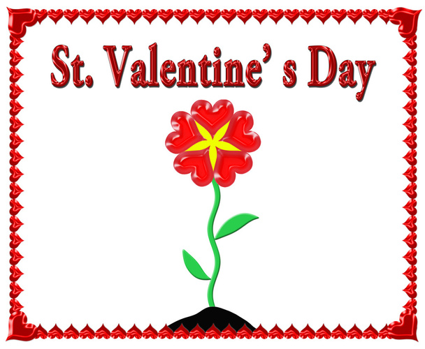 όμορφο λουλούδι για την ημέρα του Αγίου Βαλεντίνου στο κόκκινο πλαίσιο - Φωτογραφία, εικόνα