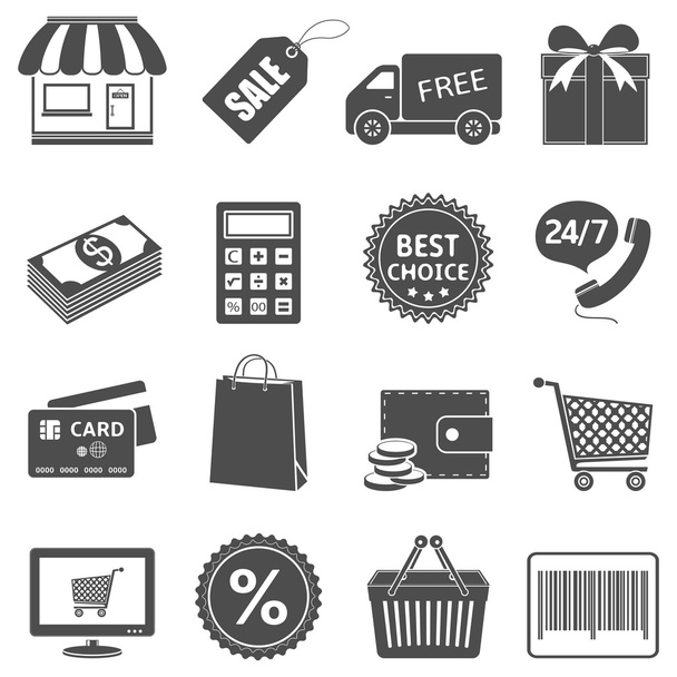 Shopping icons set. - Vector, afbeelding