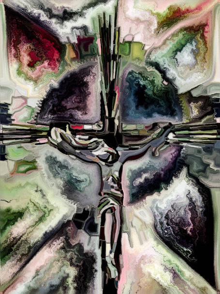 Fe de Color. Cruz de vidrieras serie. Fondo de patrón de color ventana iglesia orgánica para complementar los diseños sobre el tema de la unidad fragmentada de la crucifixión de Cristo y la naturaleza
 - Foto, imagen