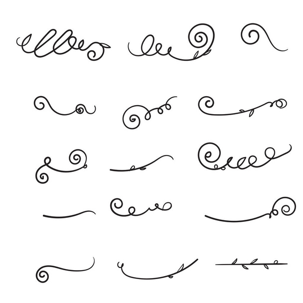 Hand drawn flourishes swirls, text dividers, wedding decor design elements.doodle style vector - Vektor, Bild
