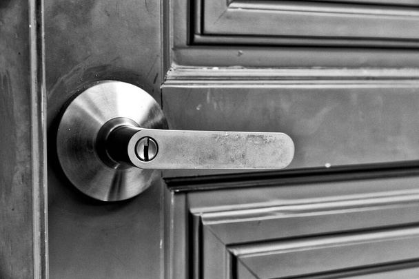 Door knob handle dirty cumulative with bacteria, Germ or virus spreading on public surface, Pandemic outbreak transmission by hand touch. - Photo, Image