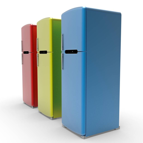 3d image of Retro refrigerator on a white background 02 - Fotografie, Obrázek