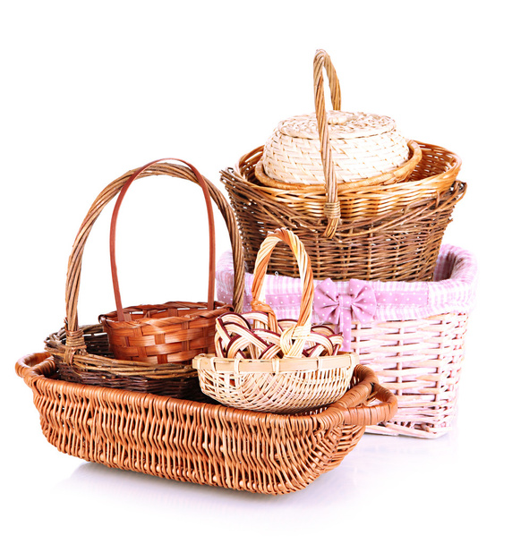Many different baskets isolated on white - Photo, Image