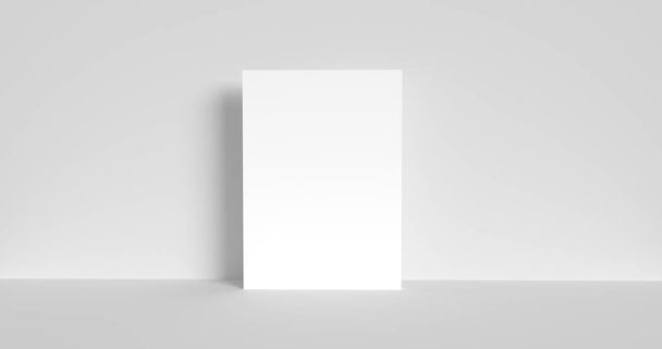 αφίσα κενό λευκό μακέτα-up απομονωμένο, 3d καθιστούν πρότυπο εικονογράφησης - Φωτογραφία, εικόνα