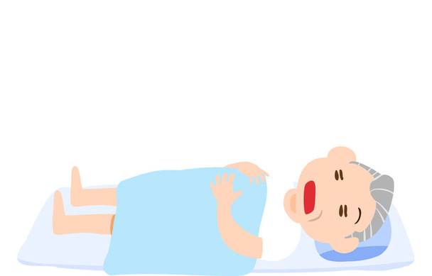 An old man sleeping on a futon for summer - Vector, Image