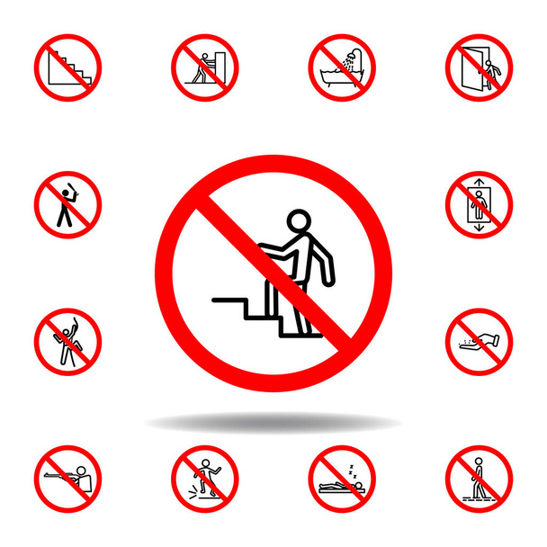 Forbidden climb stairs icon. set can be used for web, logo, mobile app, UI, UX on white background - Vector, Image