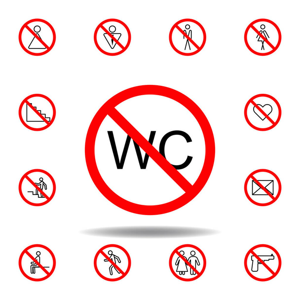 Απαγορευμένο εικονίδιο wc. σετ μπορεί να χρησιμοποιηθεί για web, λογότυπο, mobile app, UI, UX σε λευκό φόντο - Διάνυσμα, εικόνα