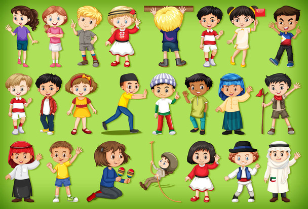 Large set of children doing different activities  illustration - Vector, Image